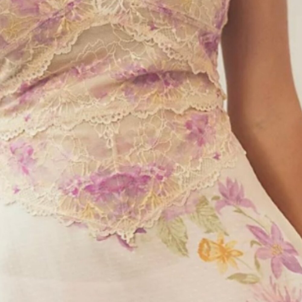 Free People Spring Soiree Midi Lace Trim Slip Floral Spring Combo XS NWT - Picture 11 of 14